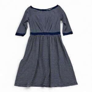 Anthropologie Striped Navy Midi Dress XS Boatneck Jersey